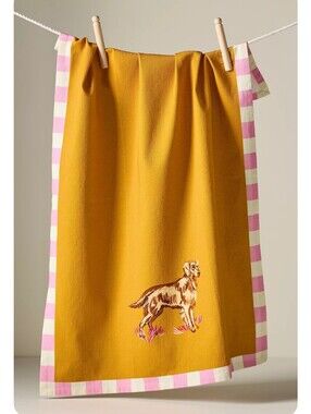 Anthropologie Portobello Dog Dish Towel *Golden Retriever *NWT